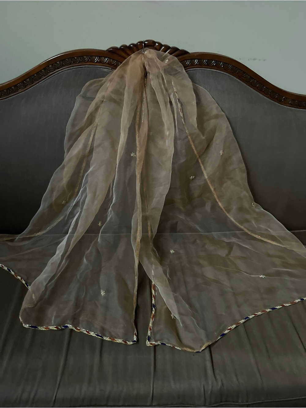 Sheer organza Embroidered Scarf - Lightweight Women’s Accessory